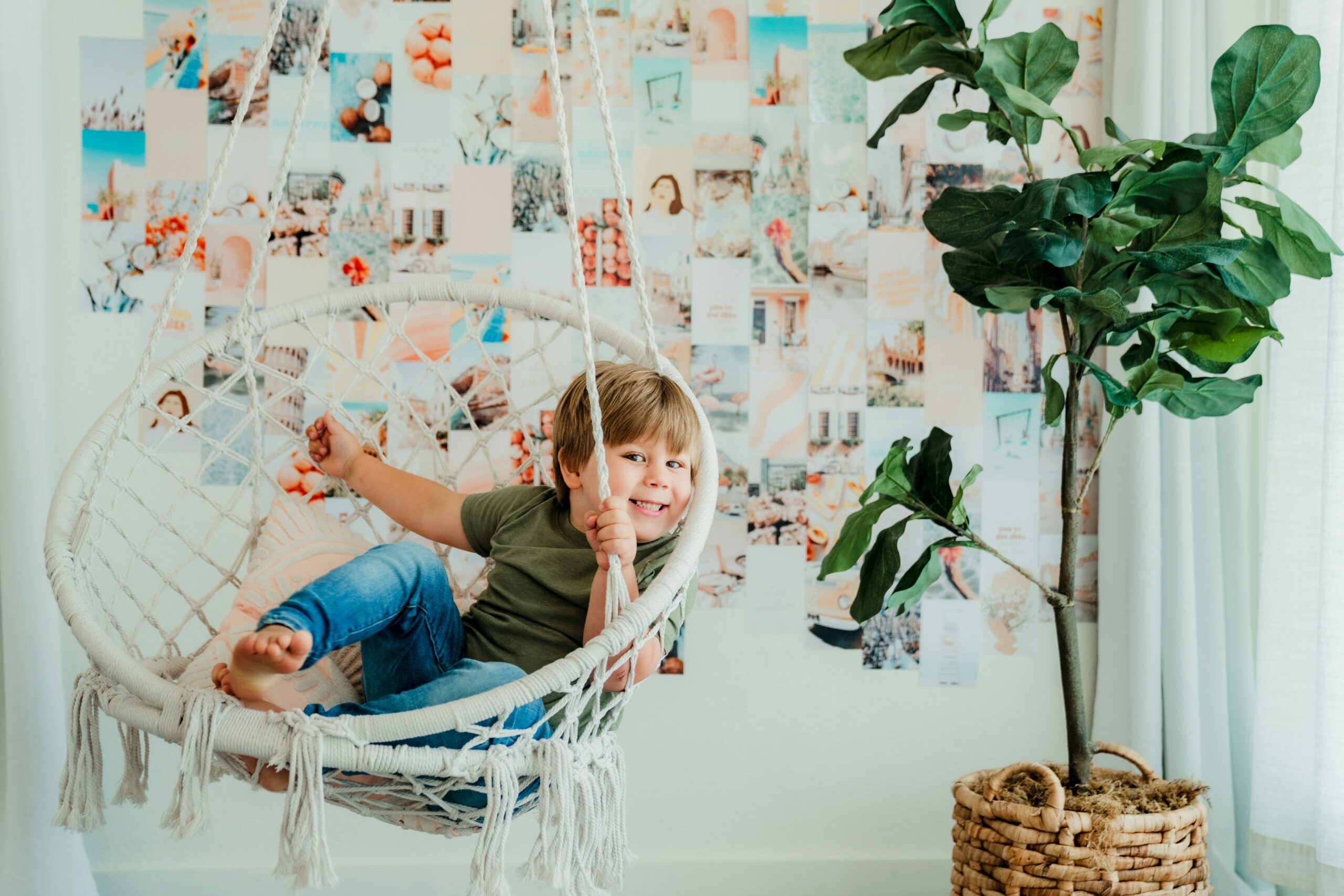 happy kid swinging indoors, protecting kids during divorce research