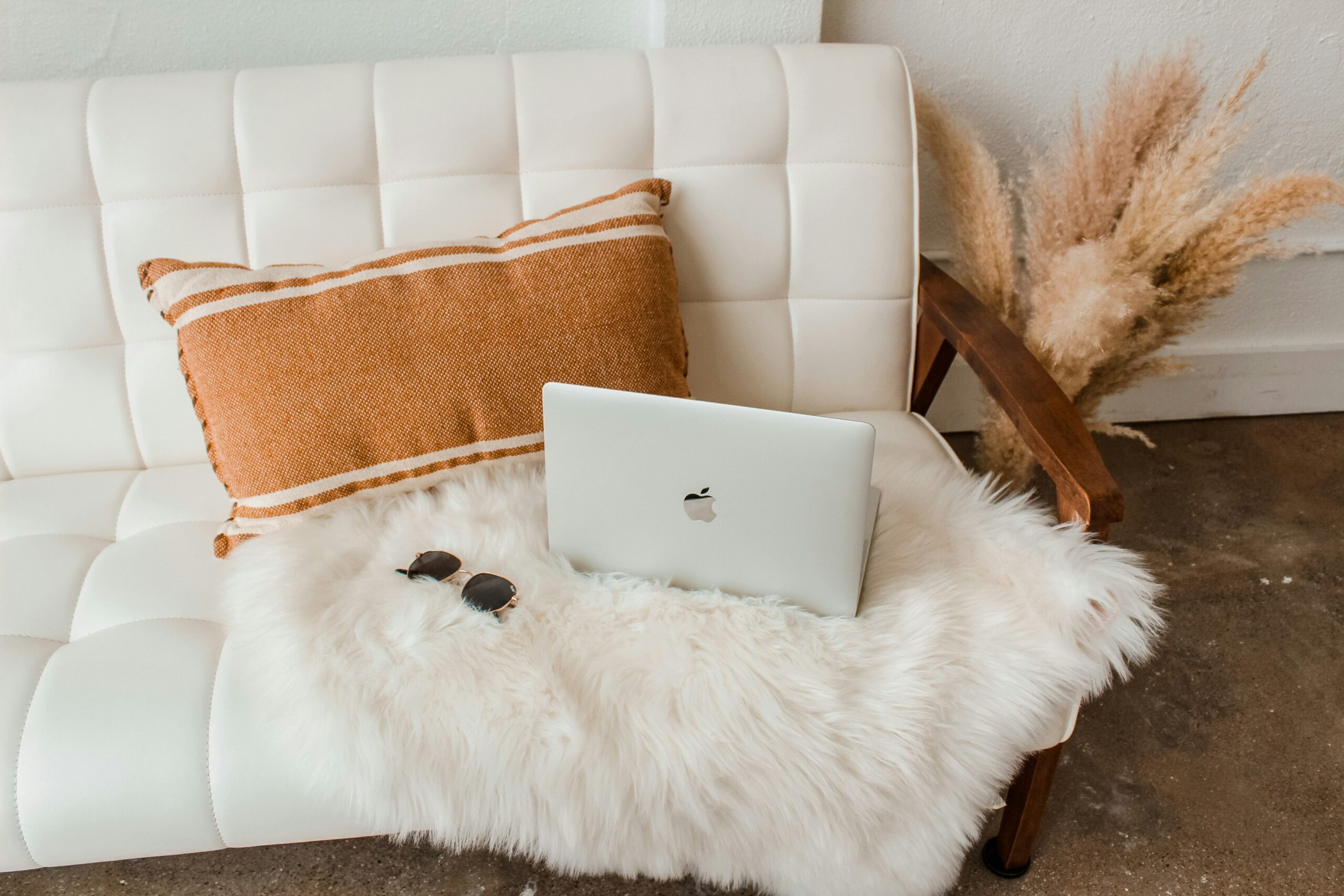 virtual divorce mediation, laptop on white couch
