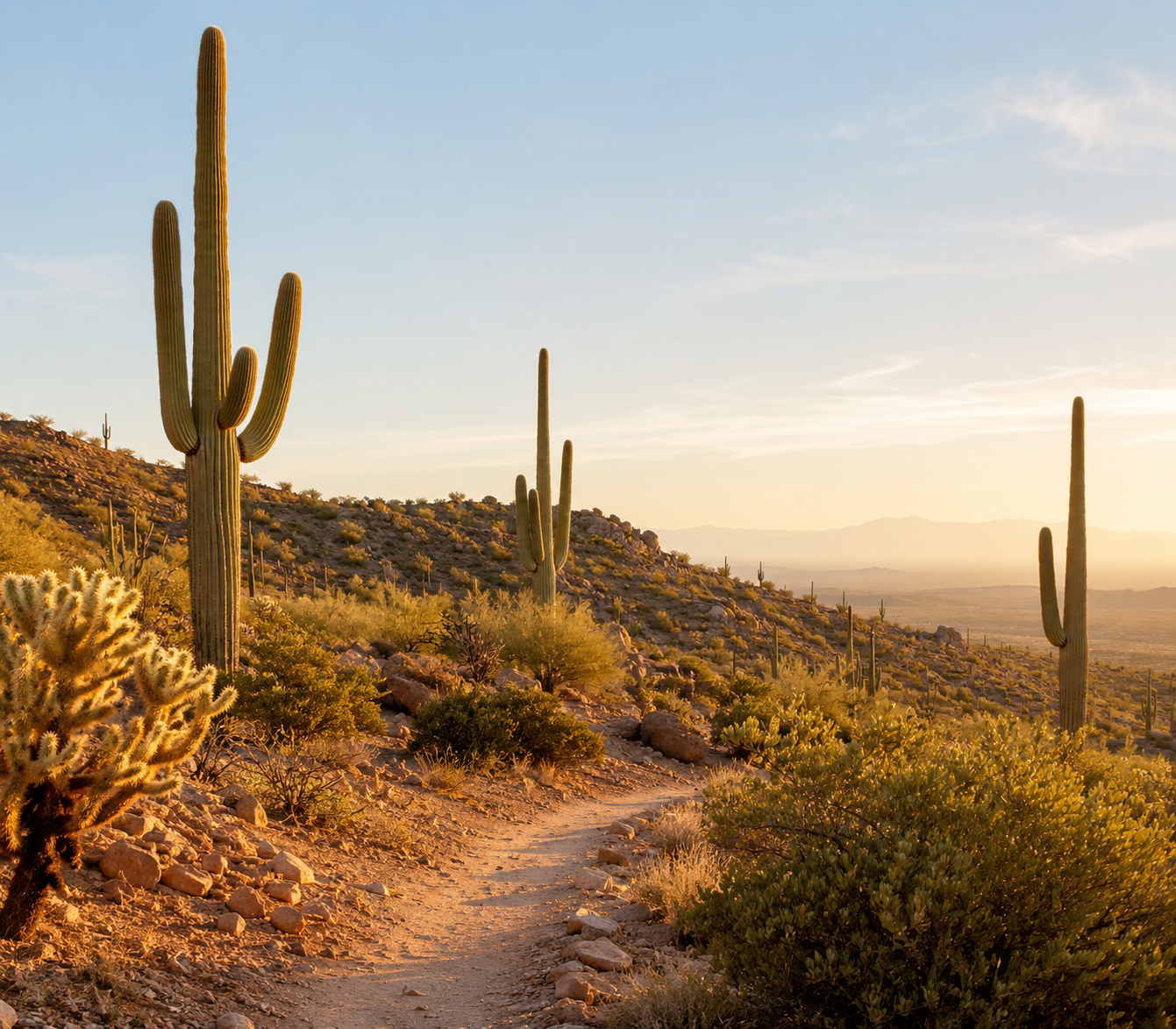 Saguaro cacti on a Sonoran Desert hillside, representative of Yuma County's southwestern Arizona landscape