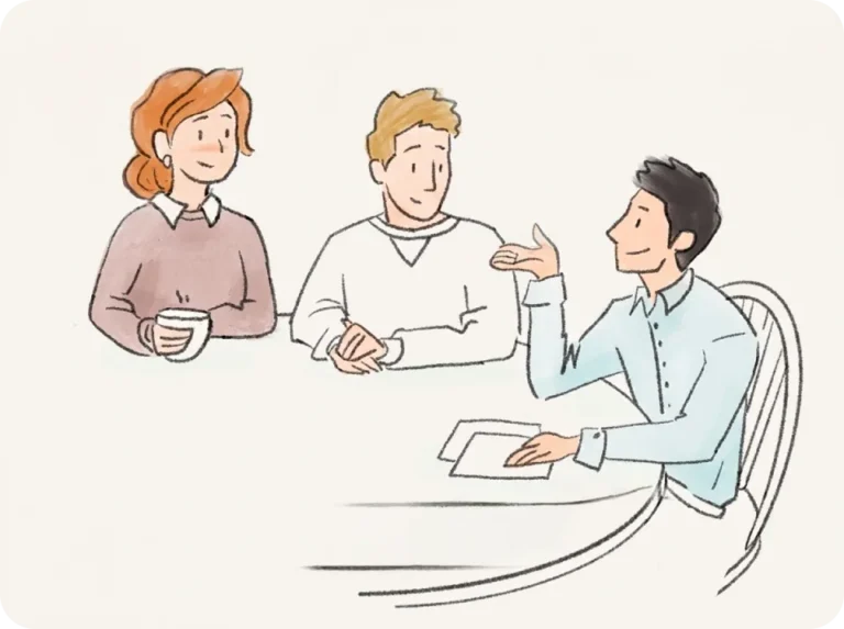 A mediator meeting with two clients